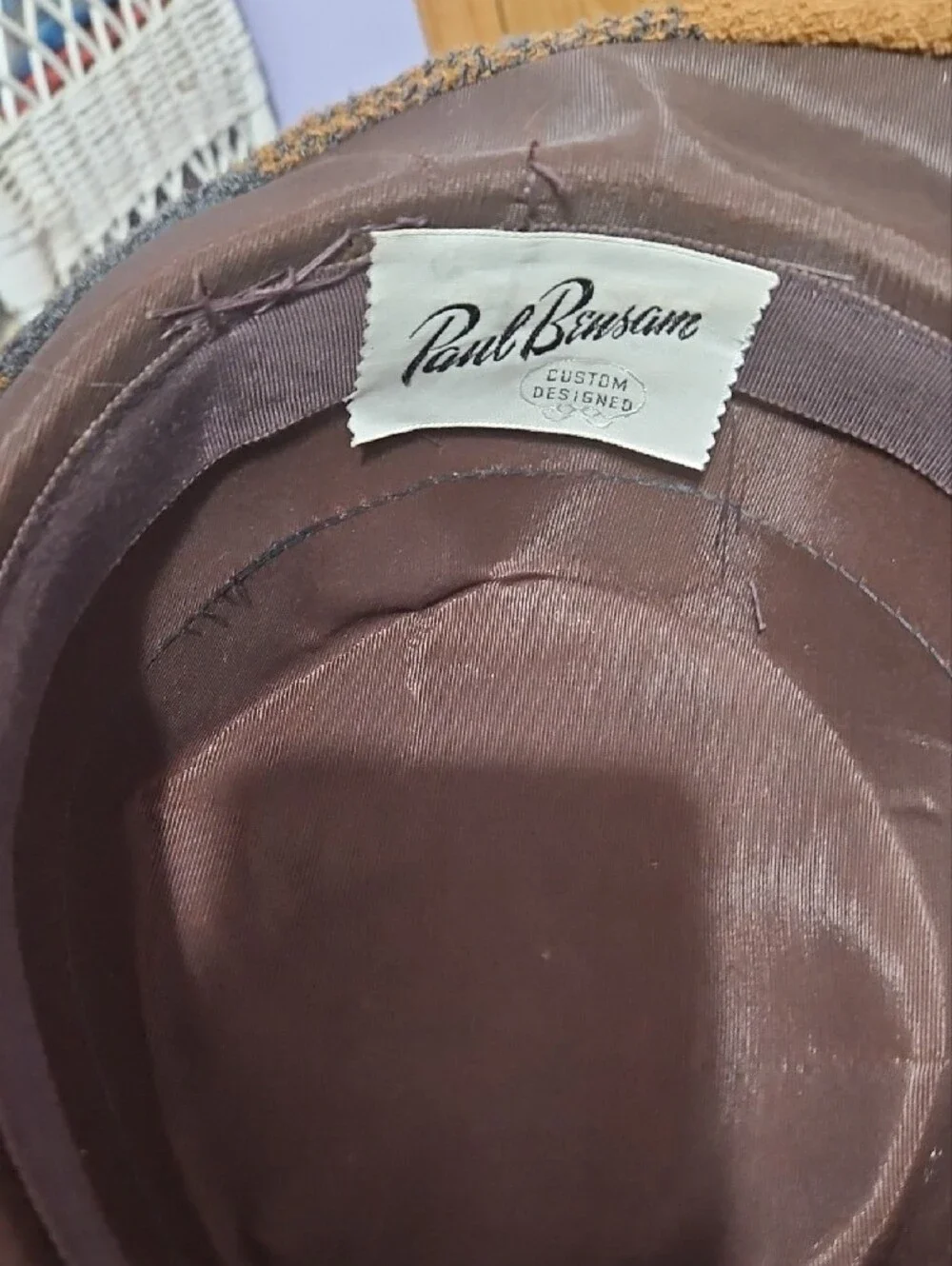 Checked Camel and Blue Women's Bucket Hat